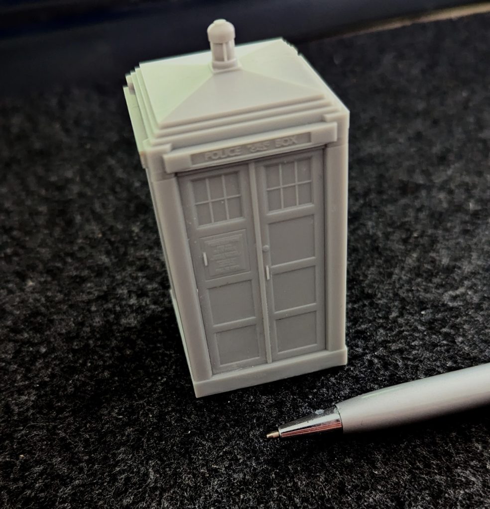 The 15th Dr Who TARDIS, (Ncuti Gatwa) about 75mm high, with lettering.  (Ncuti's TARDIS)